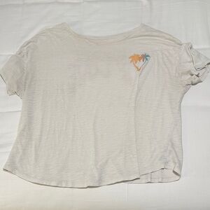 Casual Cream Women's Top with Palm Tree Design